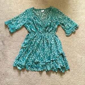Sage Green Floral Showpo Dress - Medium